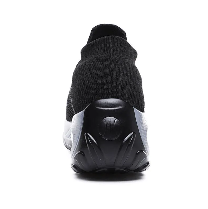 Women's knitting slip on sneakers air cushion breathable casual shoes for walking