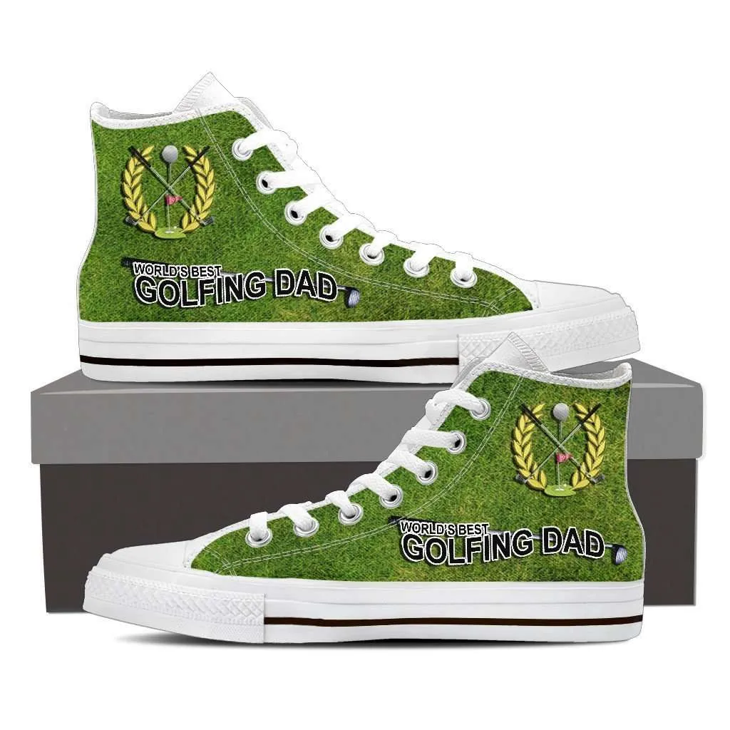 World's Best Golfing Dad Canvas High Top Shoes Mens